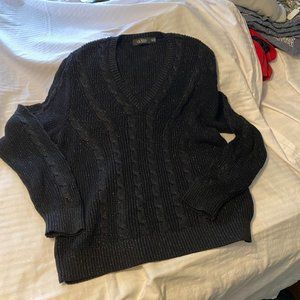 Lauren RL-Black V-Neck sweater with silver thread XL